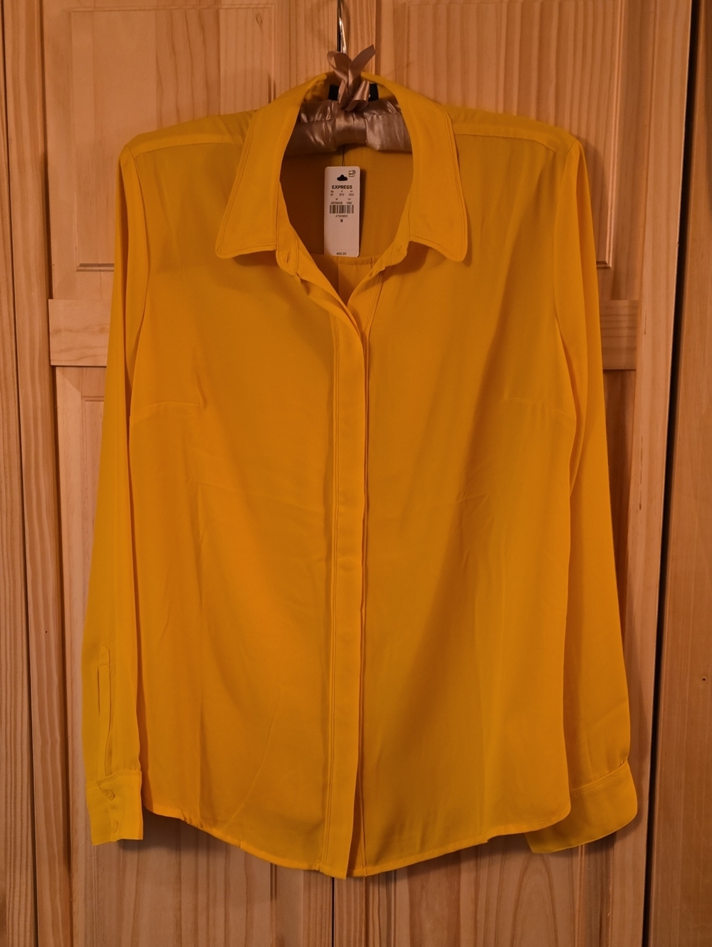 Express Yellow Button-Front Portafino Blouse